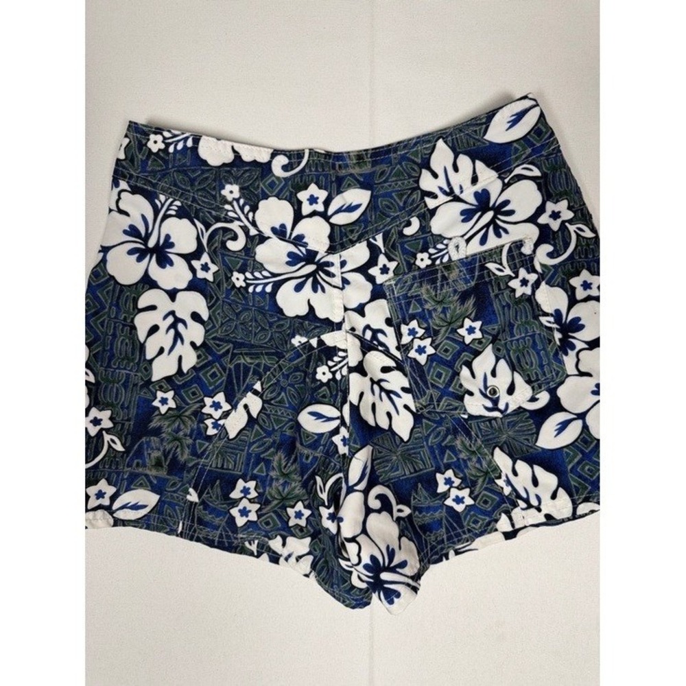 Maui Clothing Company Womens Blue White Hibiscus Floral Board Shorts Sz 5 Hawaii - Picture 6 of 9